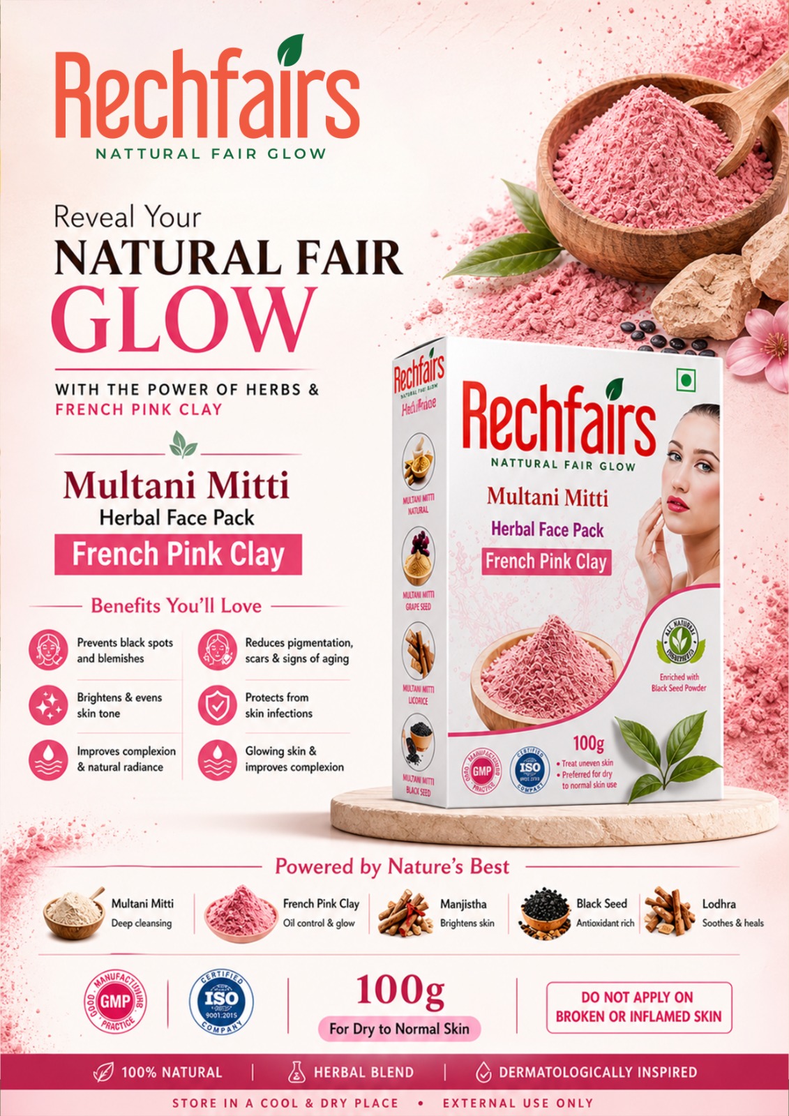 Multani Mitti Face Pack with French Pink Clay