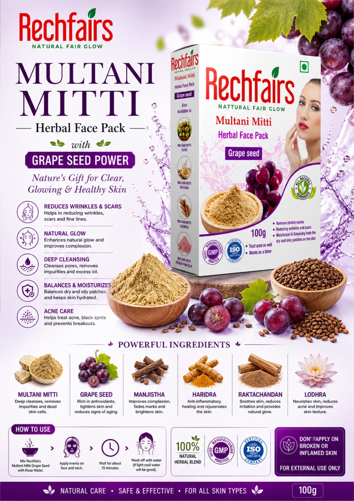 Multani Mitti Face Pack with Grape Seed